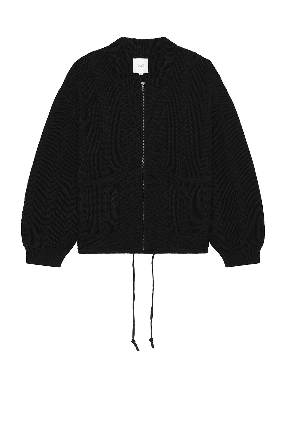 Loose Black Zip Up Patchwork Knit Sweater Winter RF023 main image 0