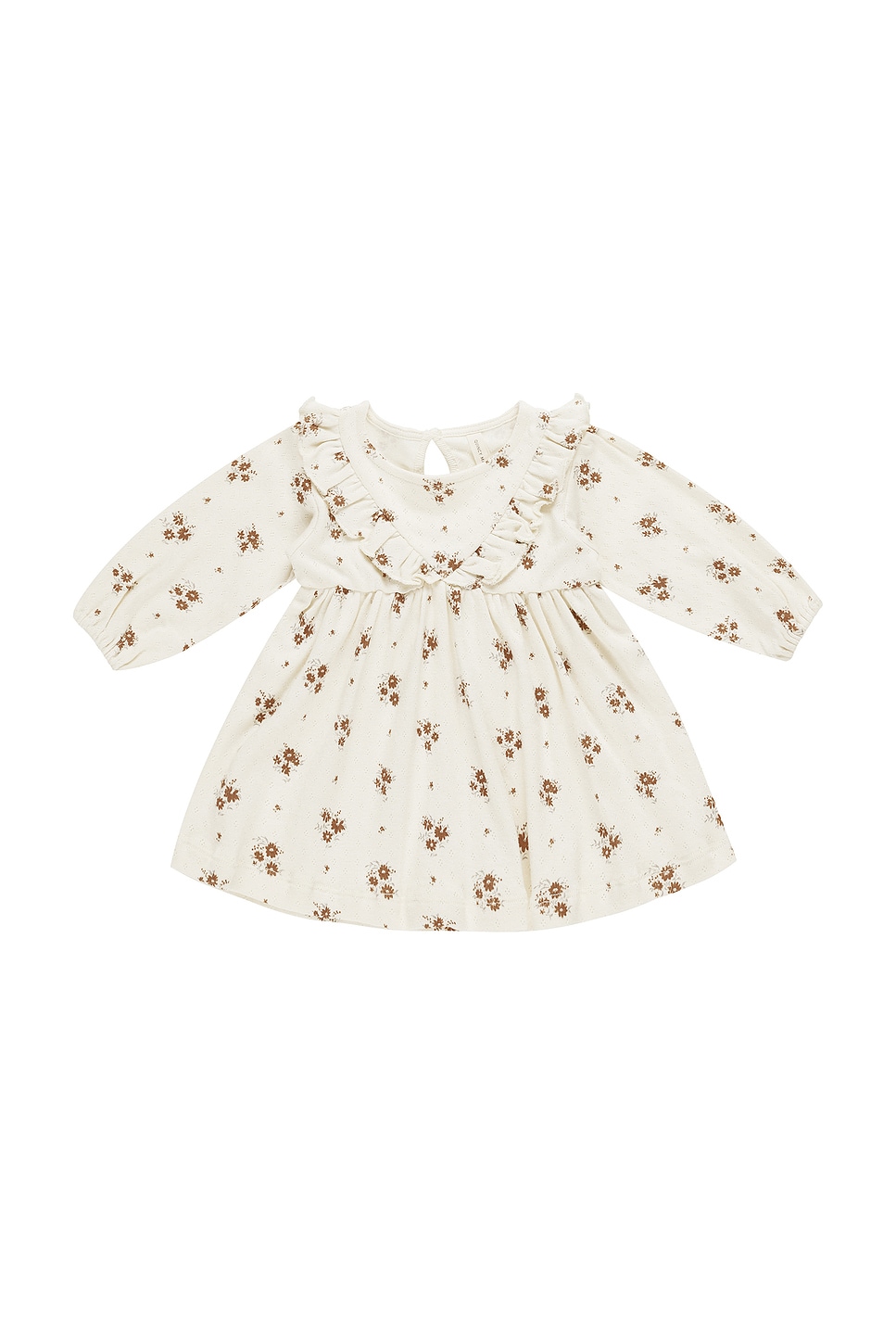 Quincy Mae Blush Long Sleeve Ruffle V Dress