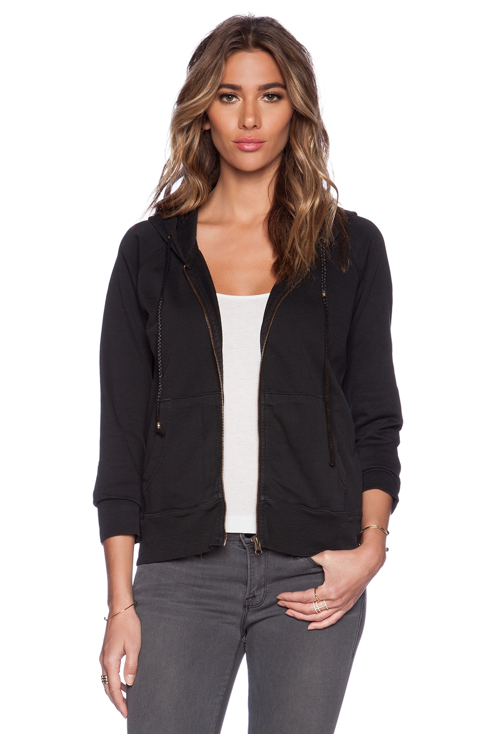 faded black zip up hoodie