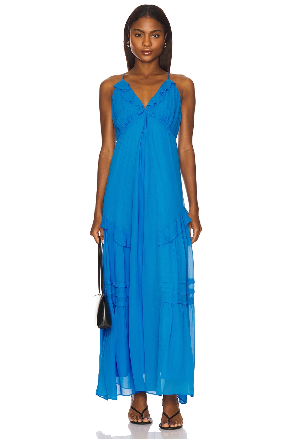 french blue maxi dress Striped Mini French Terry Knotted Maxi Dress-Jet blue XXS main image 1