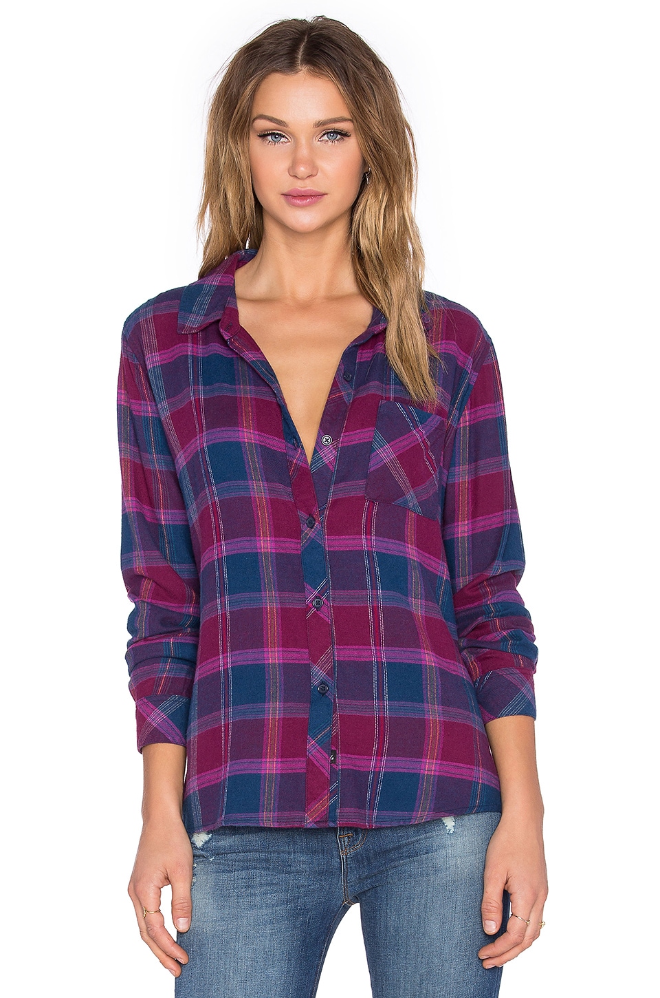 Danielle Button Rails Danielle Button Down in Merlot & Indigo | REVOLVE