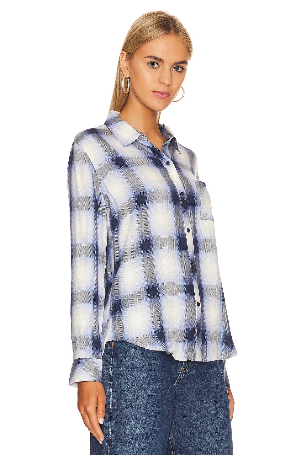 Rails Hunter Button Down Top in Navy Ivory Ice