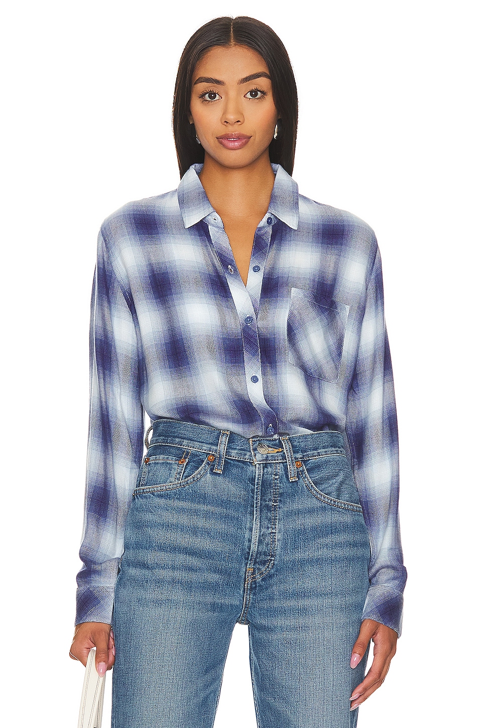 Frank & Eileen Eileen Woven Button Up in Blue