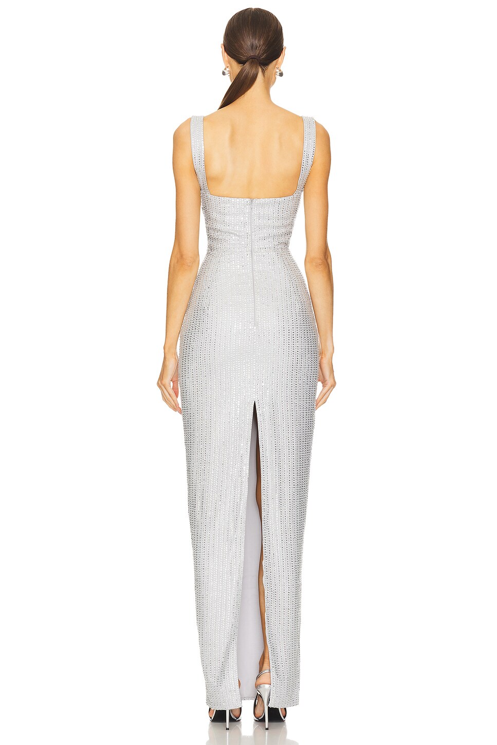 Rasario Crystal Embllished Chiffon Maxi Dress