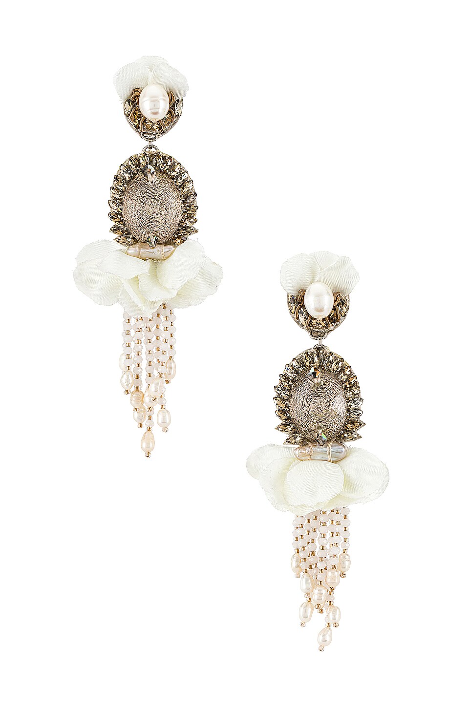 Ranjana Khan BURNT CRYSTAL AND SILK PETAL 귀걸이