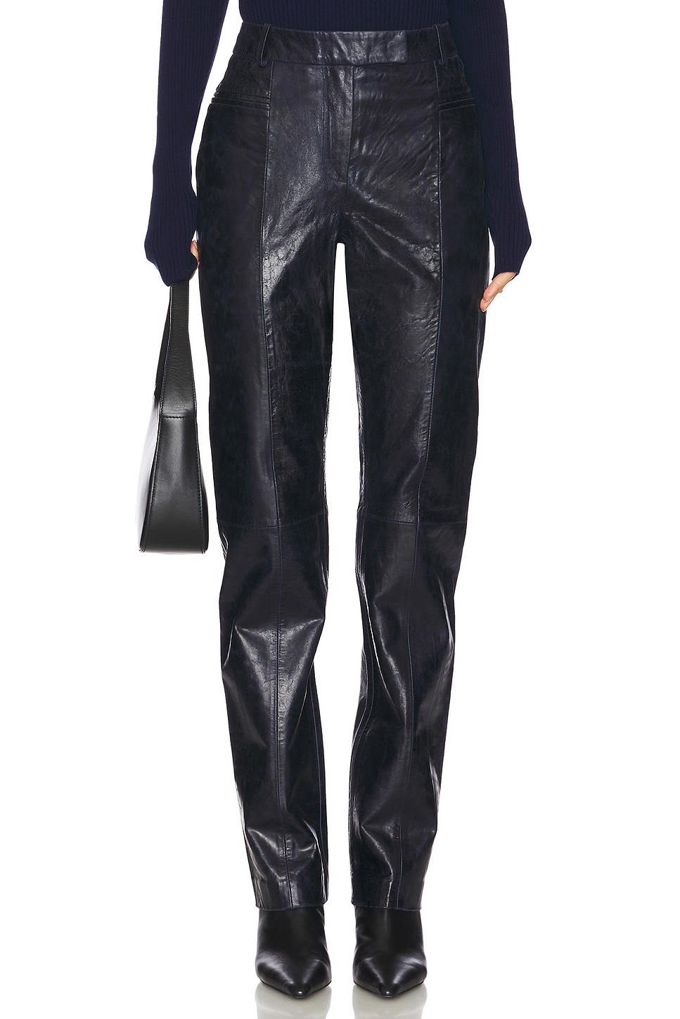 Slim Leather Suiting Pants - Thumbnail 1