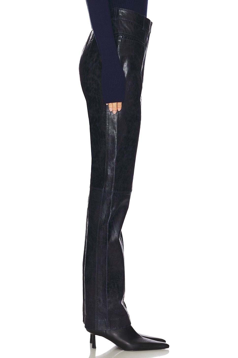 Slim Leather Suiting Pants - Thumbnail 3