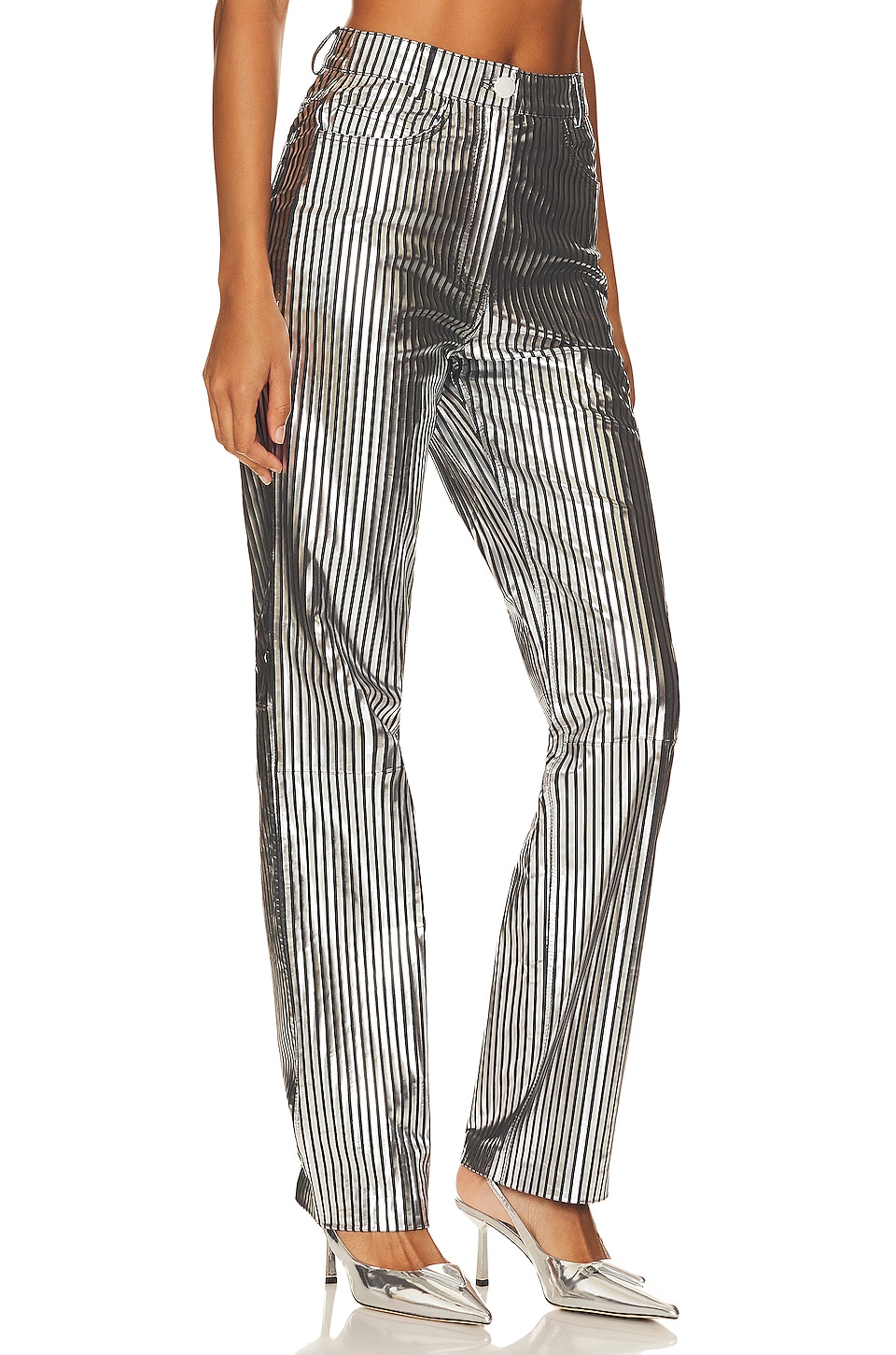 Striped Leather Pants - Thumbnail 2