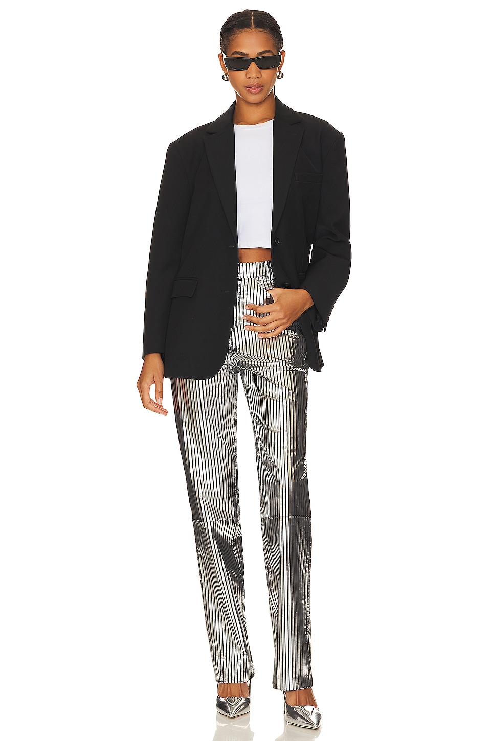 Striped Leather Pants - Thumbnail 4