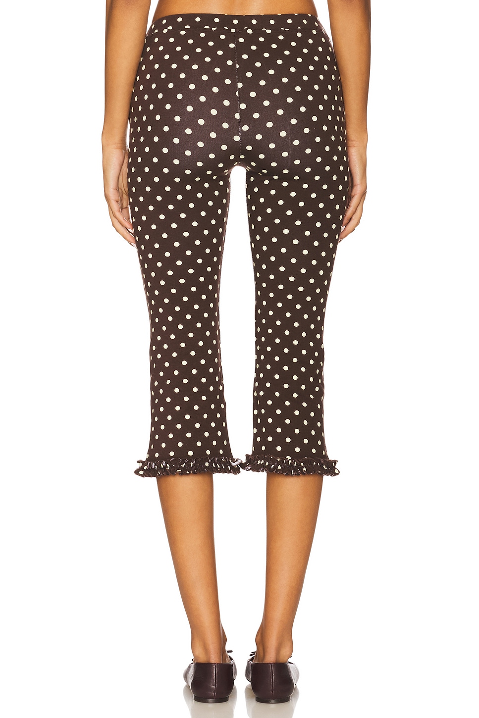 RAT BOI Ruffle Capri Pants in Brown Polka Dot | REVOLVE