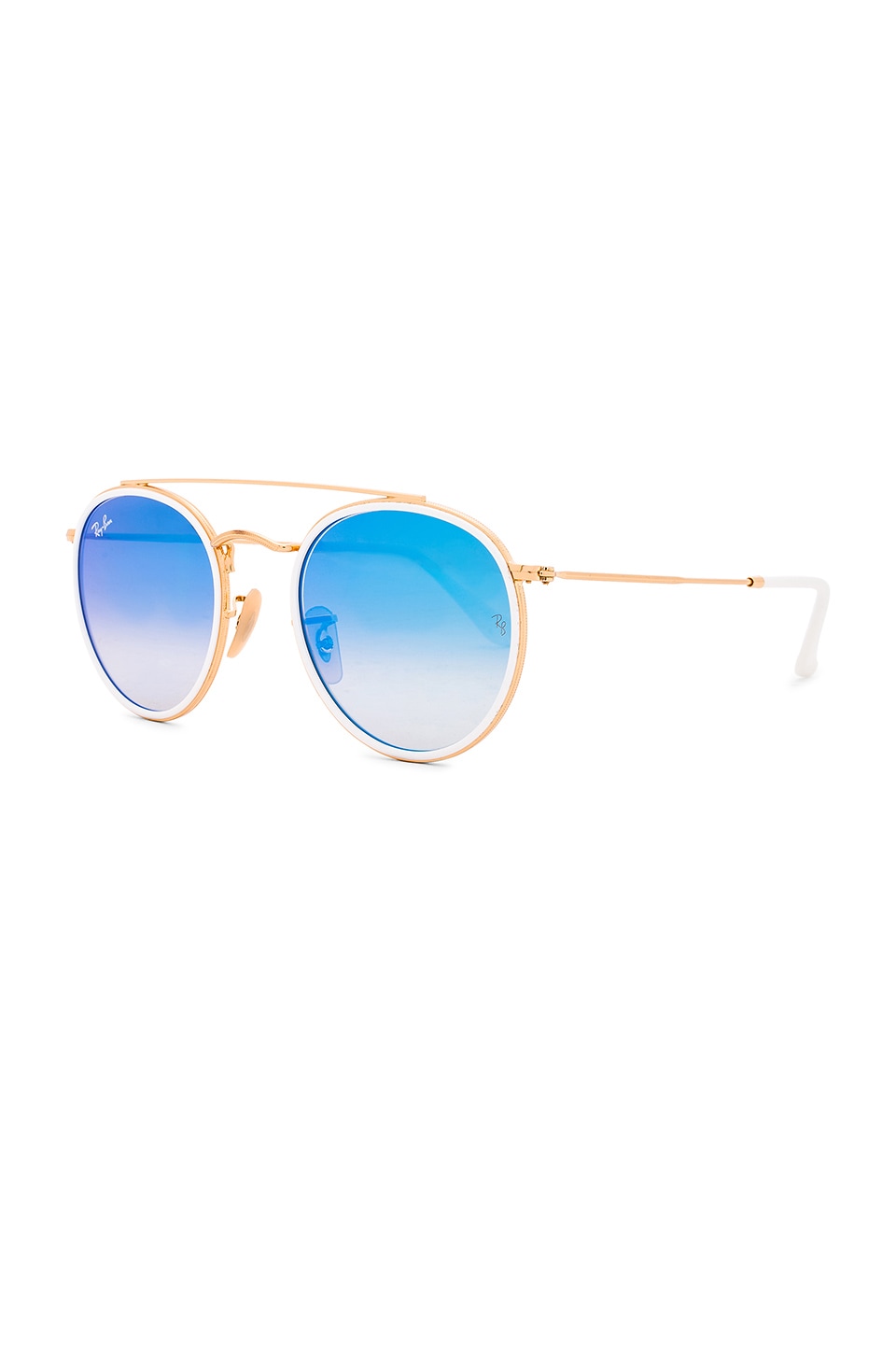 Ray-Ban Round Double Bridge in Gold & Blue Gradient Flash