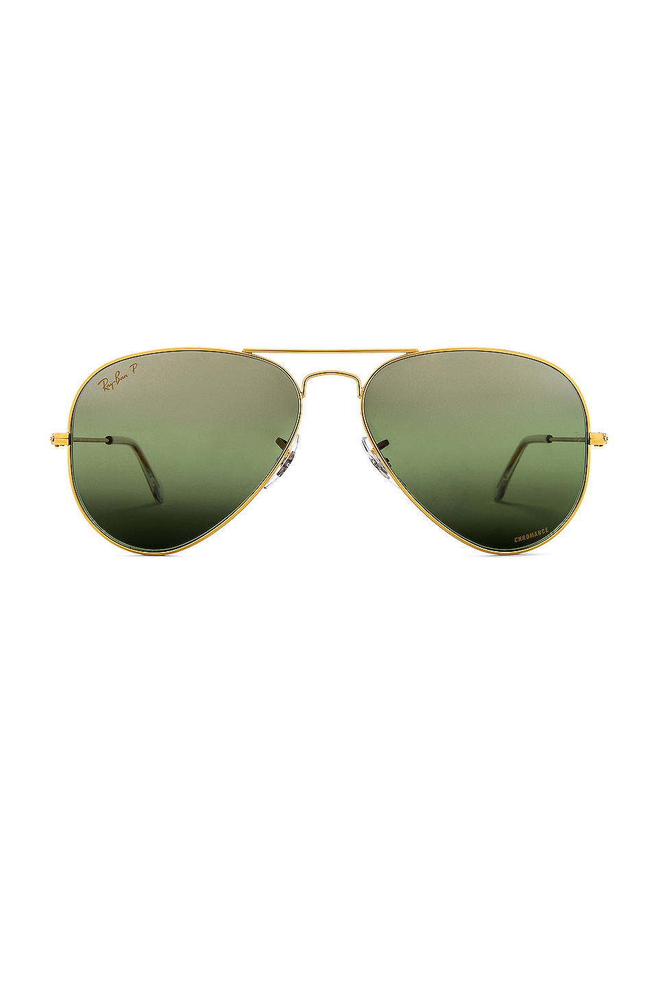 Ray-Ban Metal Aviator in Legend Gold & Gradient Dark Green Mirror | REVOLVE