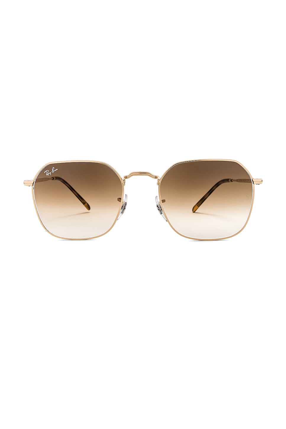 Hexagonal gold-rimmed on sale brown Sunglasses