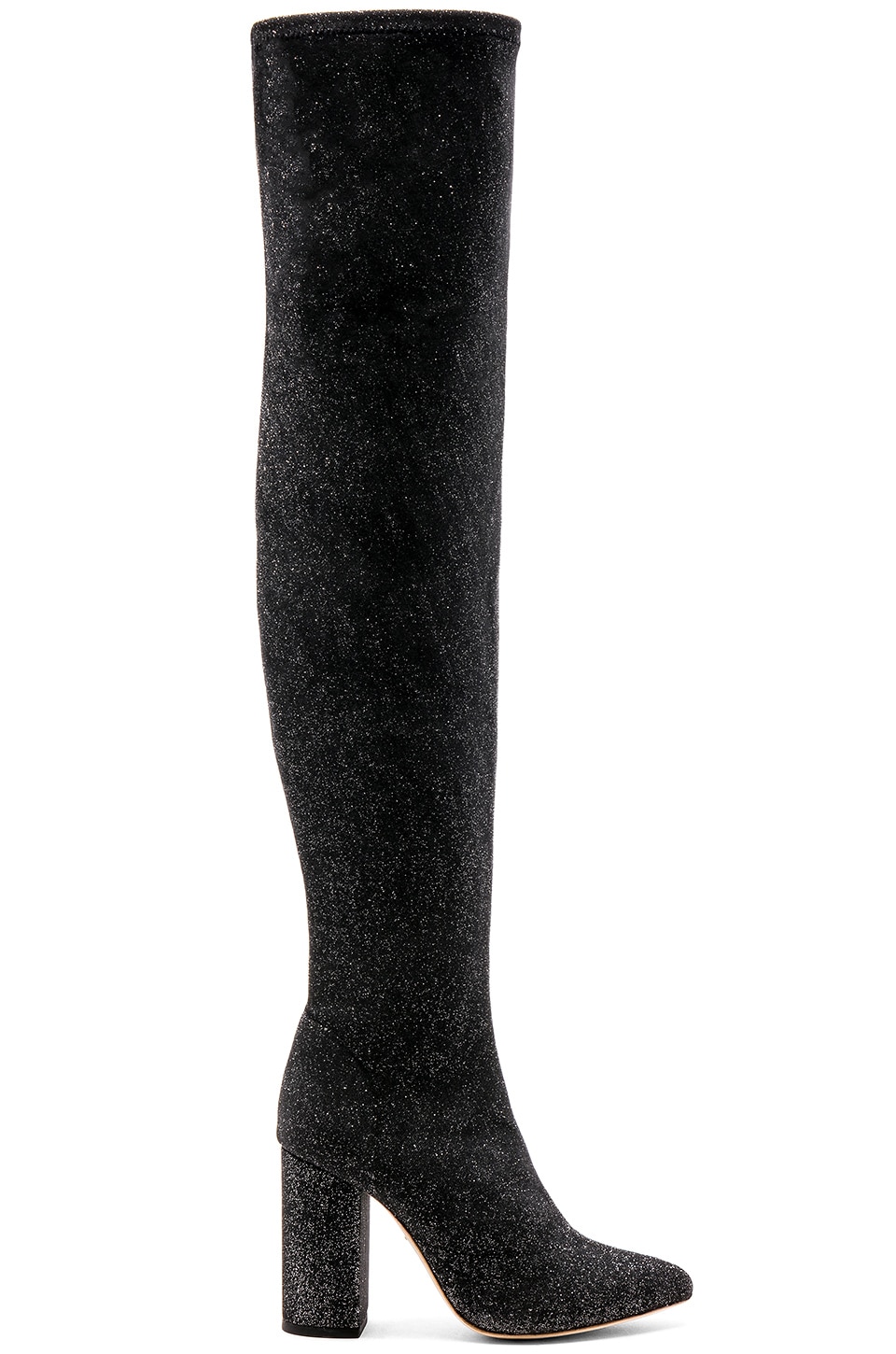 black glitter knee high boots