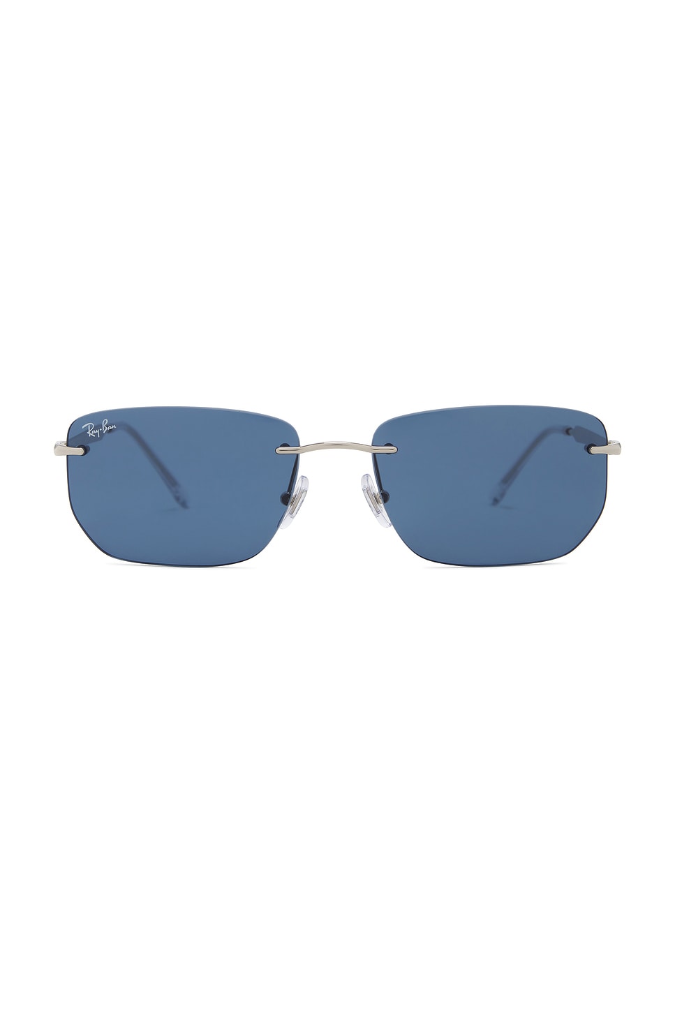 Ray-Ban RB3768 Rimless Sunglasses in Silver & Dark Blue | REVOLVE