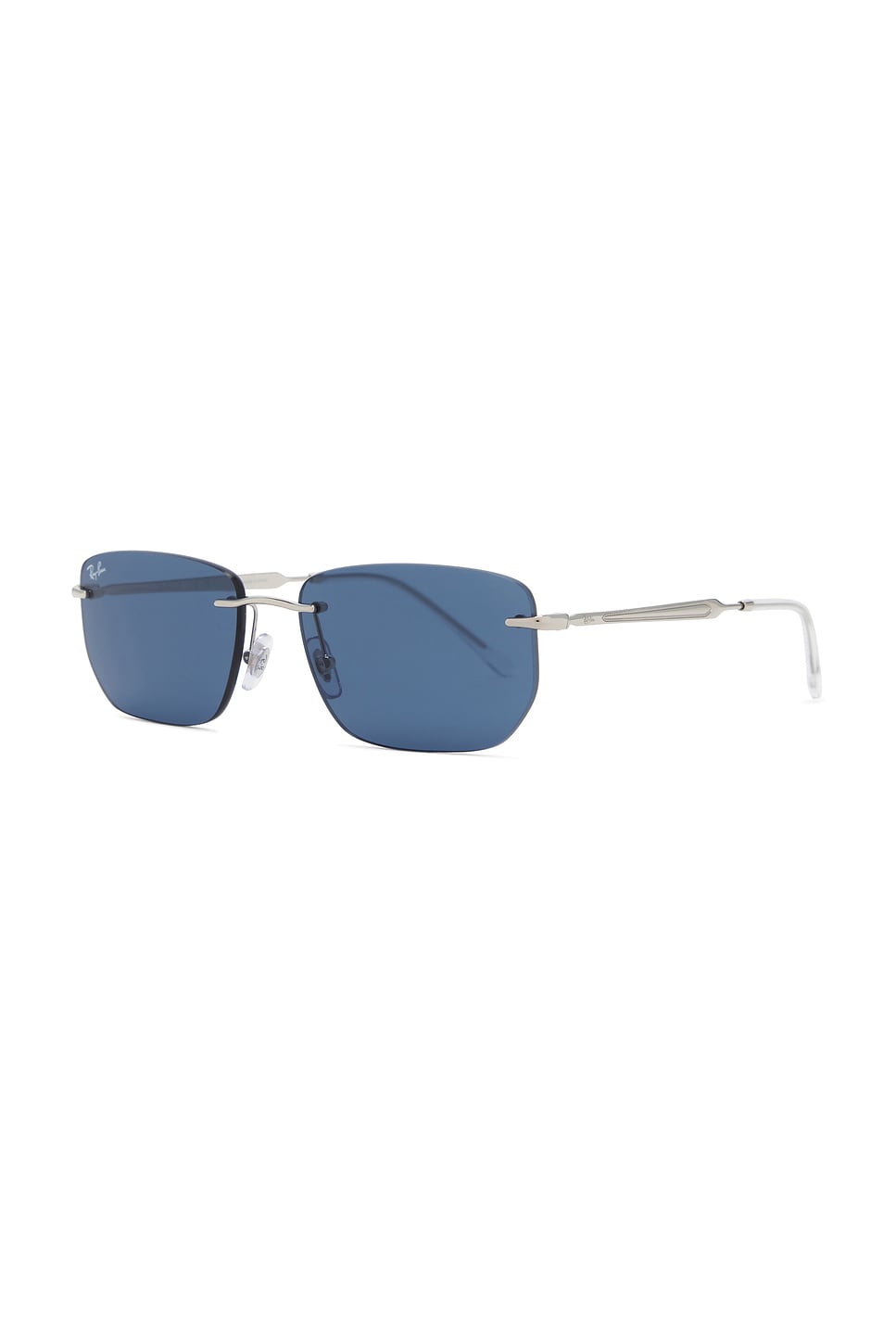 Ray-Ban RB3768 Rimless Sunglasses in Silver & Dark Blue | REVOLVE