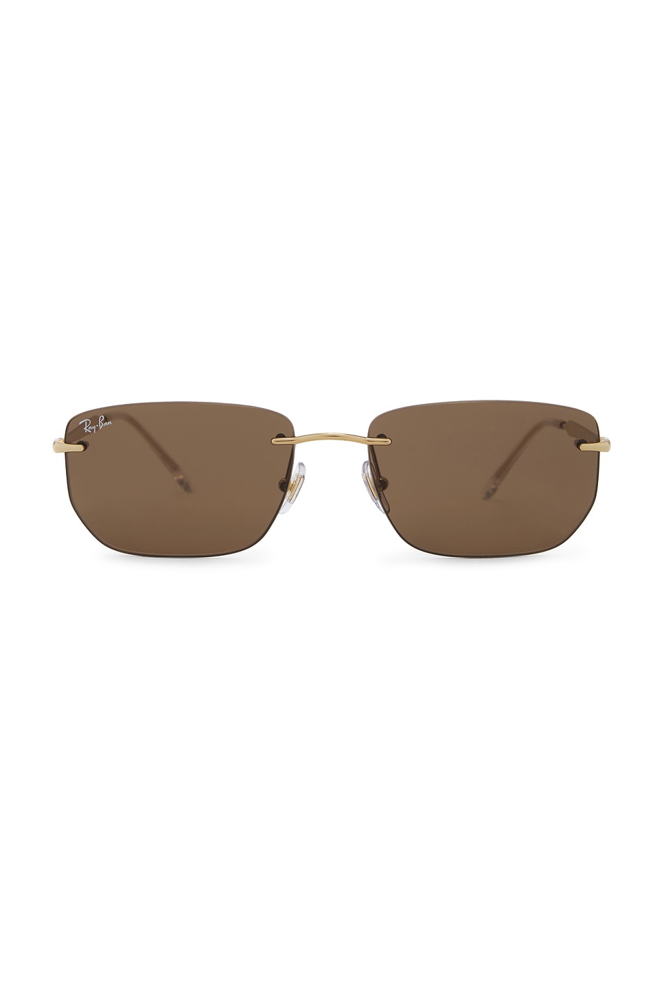 Ray-Ban RB3768 Rectangular Rimless Sunglasses in Arista & Dark Brown ...