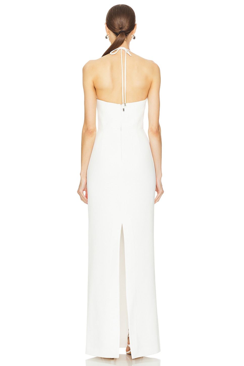 slim fit dress slacks Starlette Halter Neck Maxi Dress with Tie and Button Back Detail