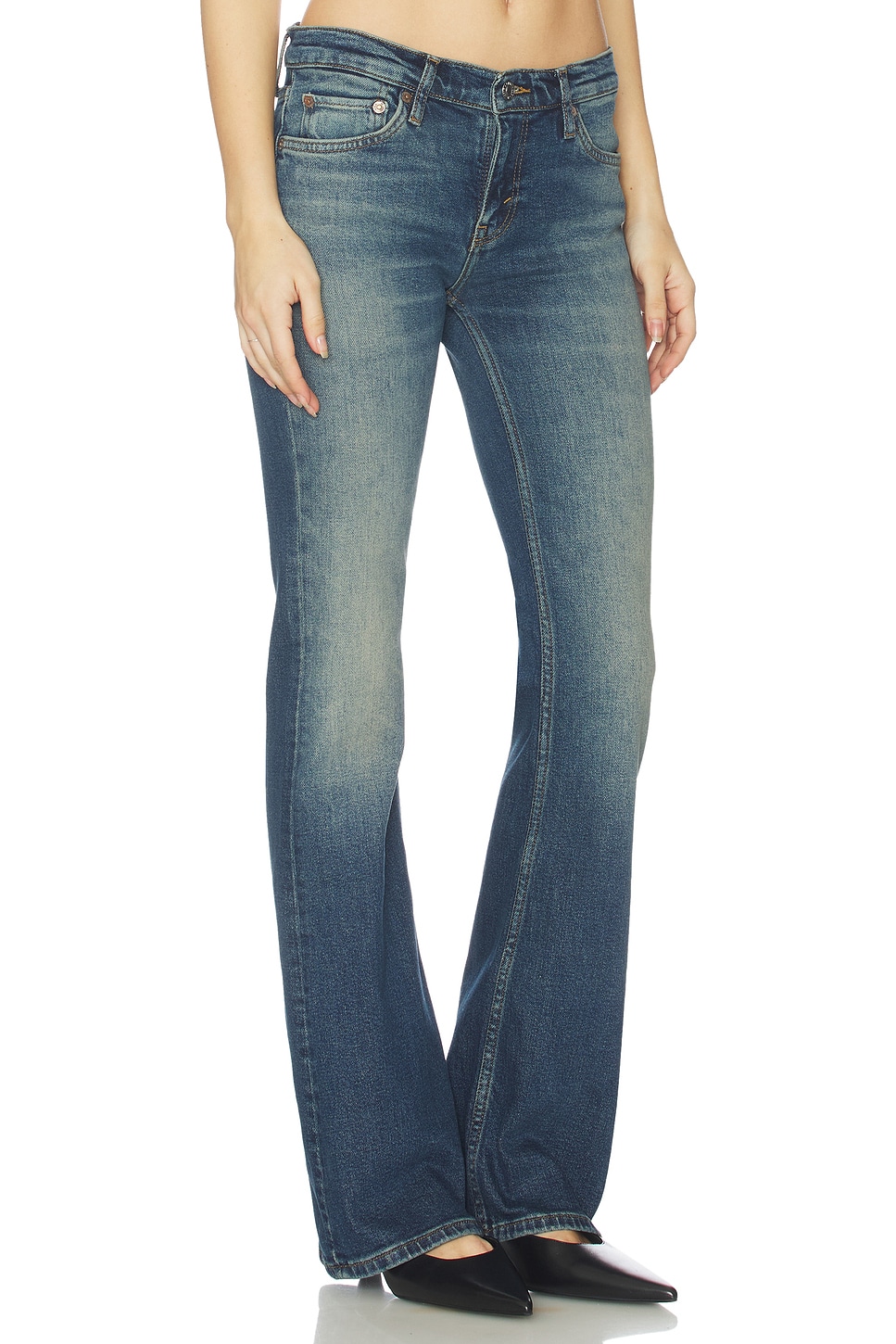 RE/DONE Low Rise Micro Boot Jeans in Smoke Water | REVOLVE