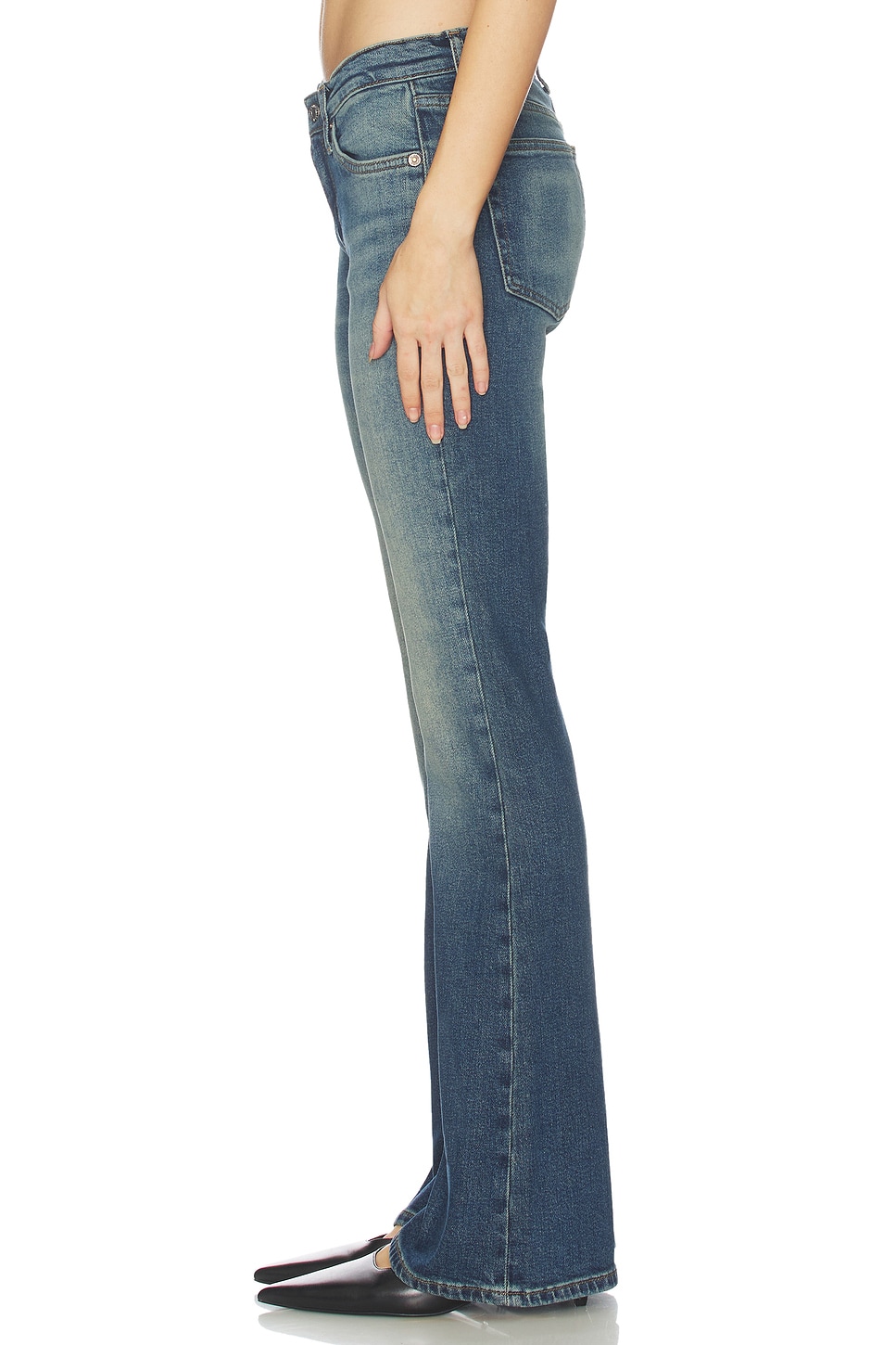 RE/DONE Low Rise Micro Boot Jeans in Smoke Water | REVOLVE