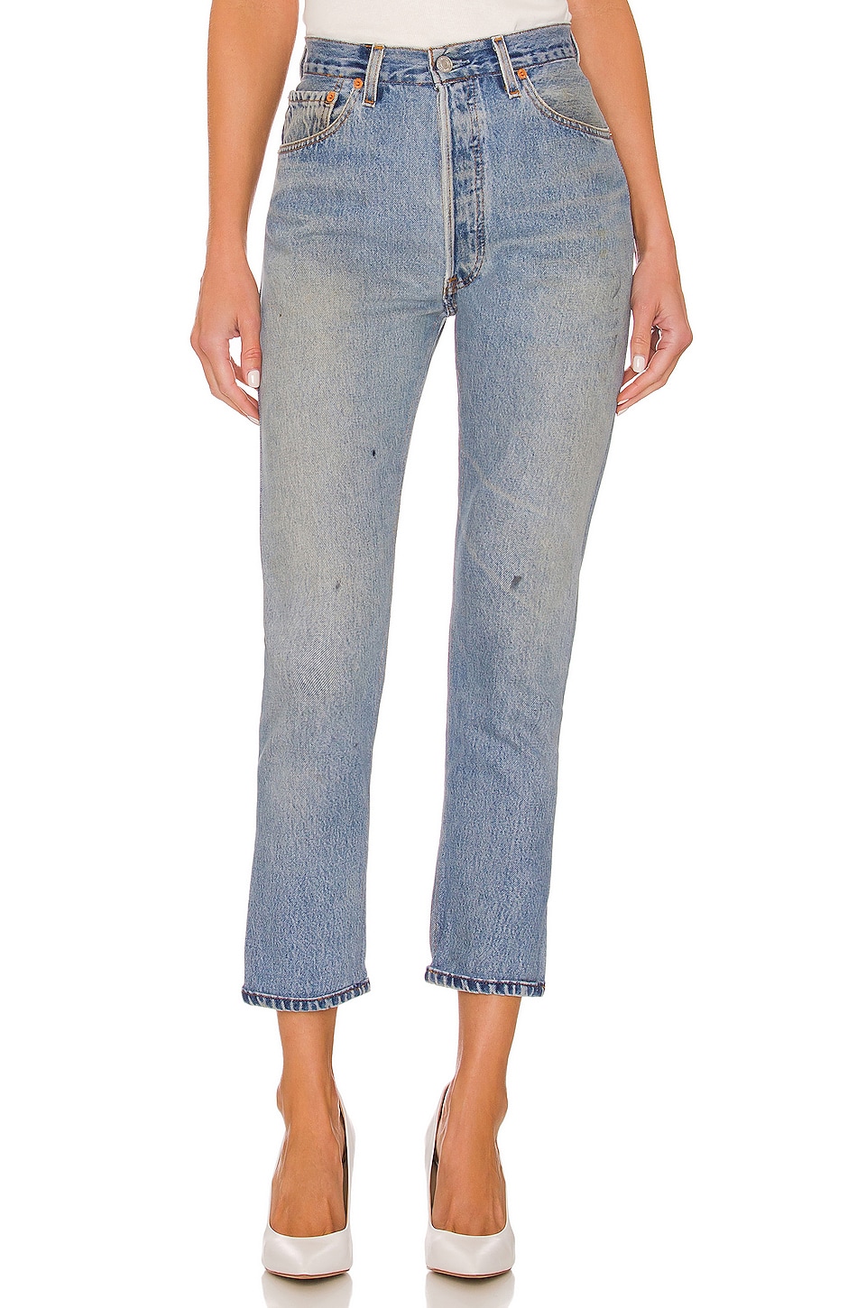 RE/DONE Levis High Rise Ankle Crop in Indigo | REVOLVE