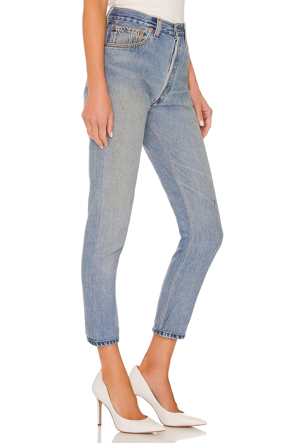 RE/DONE Levis High Rise Ankle Crop in Indigo | REVOLVE