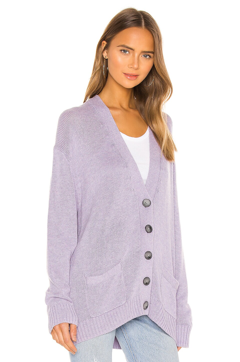 RE/DONE 90s Oversized Cardigan in Heather Lilac | REVOLVE
