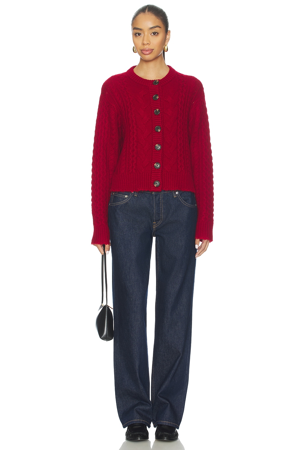 RE&frasl;DONE Cable Cardigan in Rosso | REVOLVE