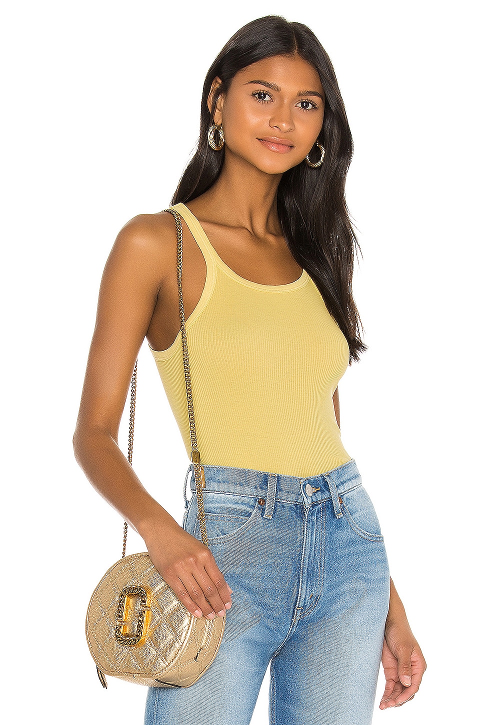 RE/DONE Ribbed Tank in Lemon | REVOLVE