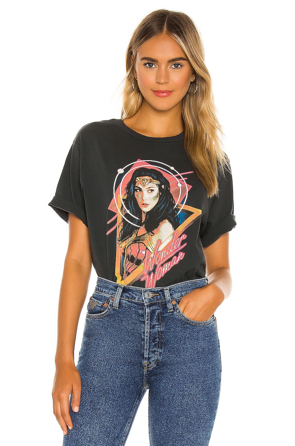 RE/DONE x WW84 Wonder Woman 80s Oversized Tee in Washed Black | REVOLVE