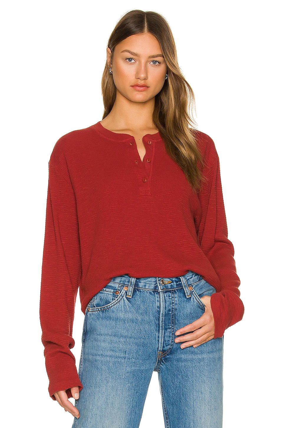 hanes thermal henley