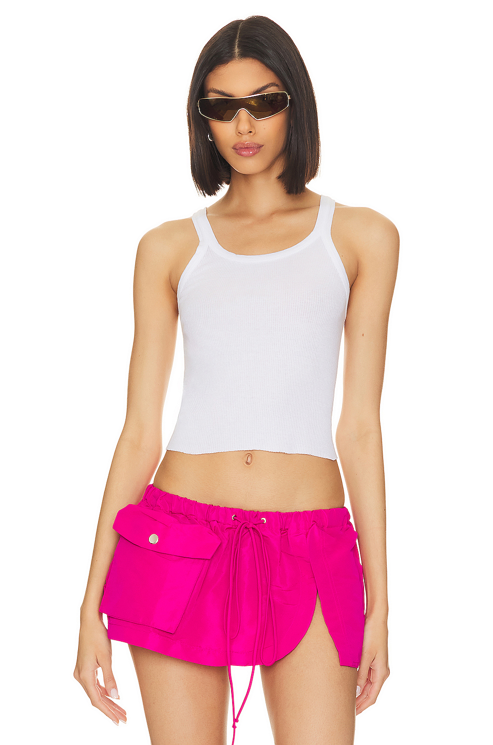 Image 1 of x Hanes Cropped Rib Tank in Optic White