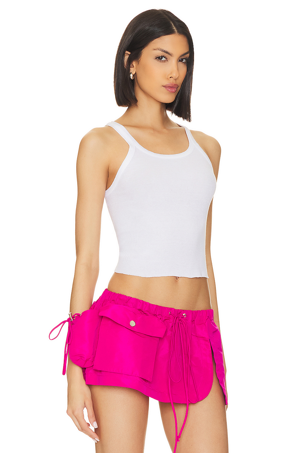 RE/DONE x Hanes Cropped Rib Tank in Optic White