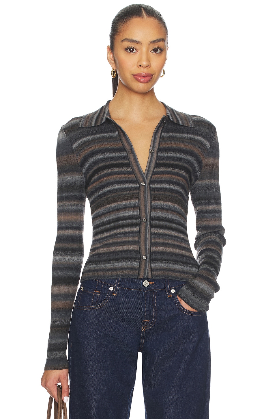 Ribbed Polo Cardi - thumbnail 2