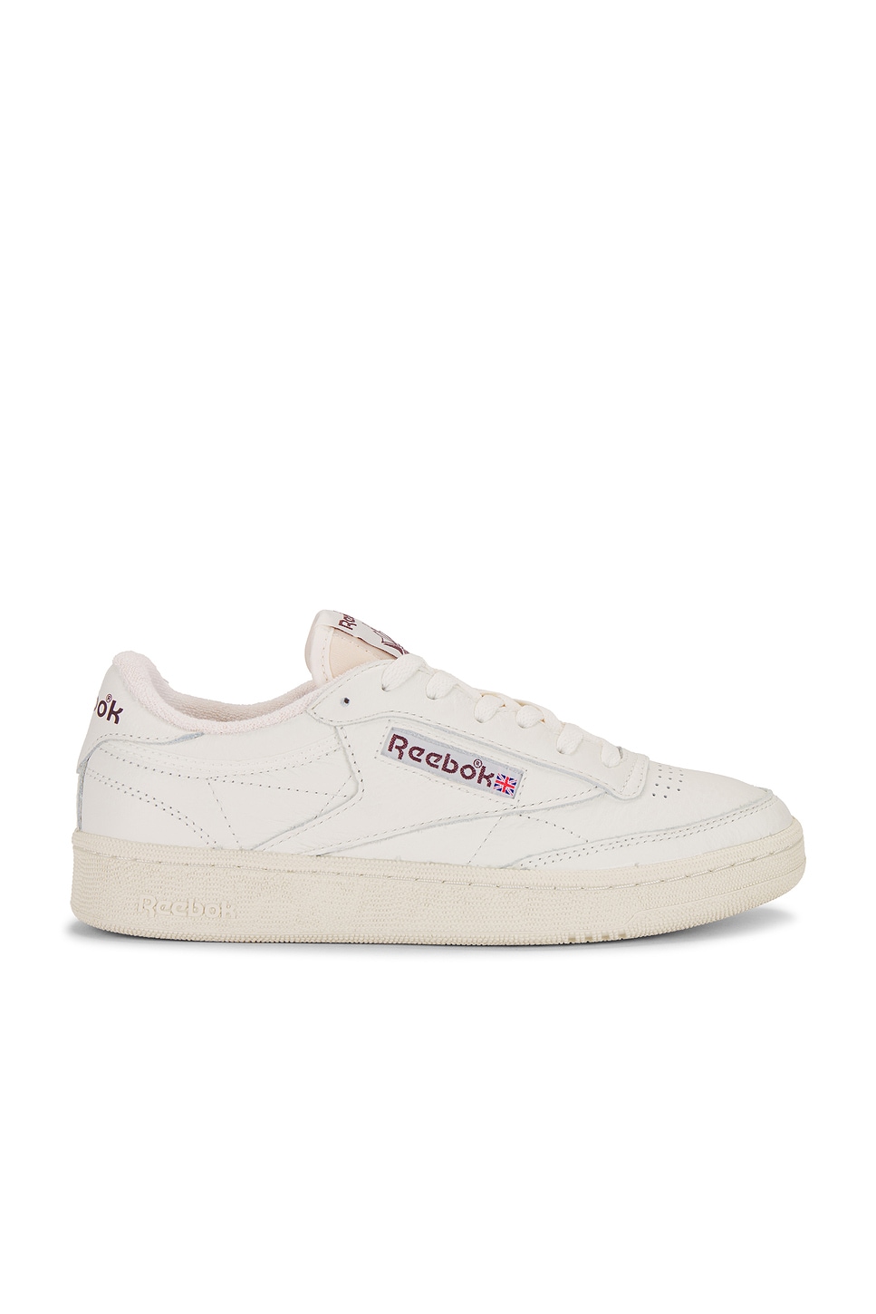 Reebok Club C 85 Vintage Sneaker in Chalk Alabaster Maroon REVOLVE