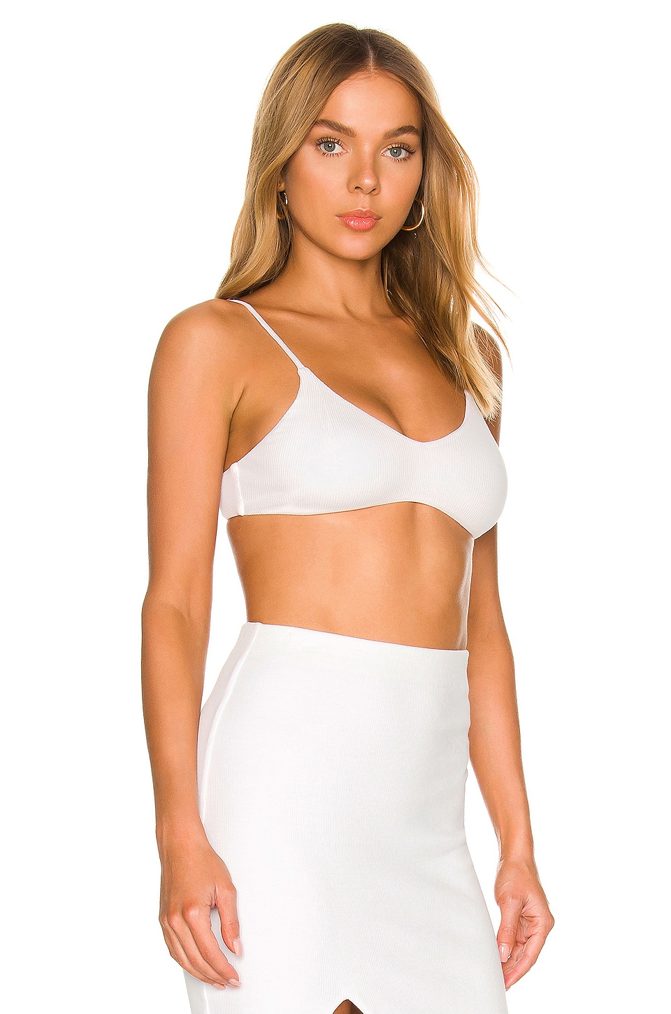 RE ONA Ribbed Modal Bralette in White