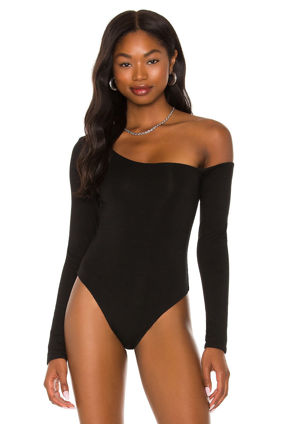 RE ONA Off Shoulder Bodysuit in Black