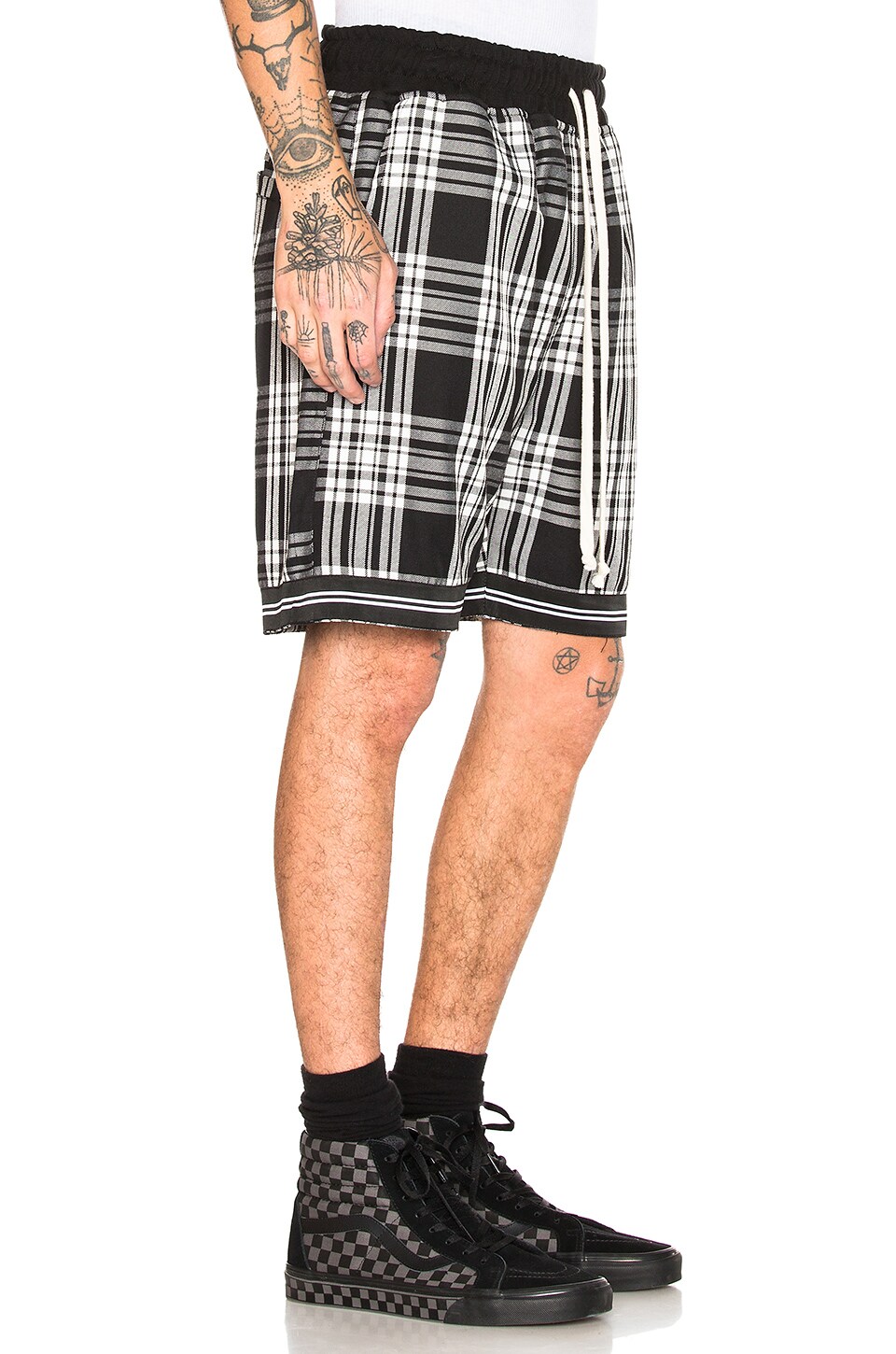REPRESENT Tartan Shorts in Black REVOLVE