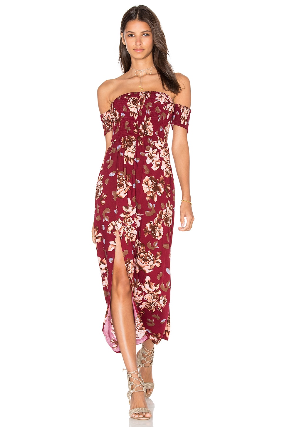 REVERSE Taylor Dress in Burgundy Floral ...