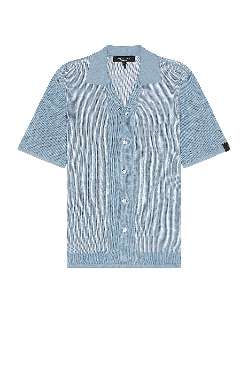 Rag & Bone Harvey Knit Camp Shirt in Denim Blue