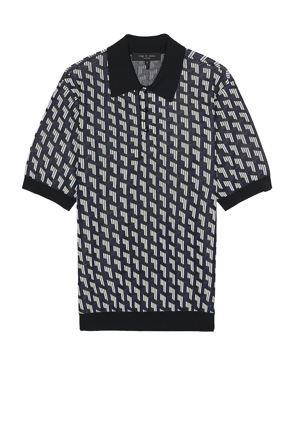 Rag & Bone Vaughn Viscose Polo in Navy Multi | REVOLVE