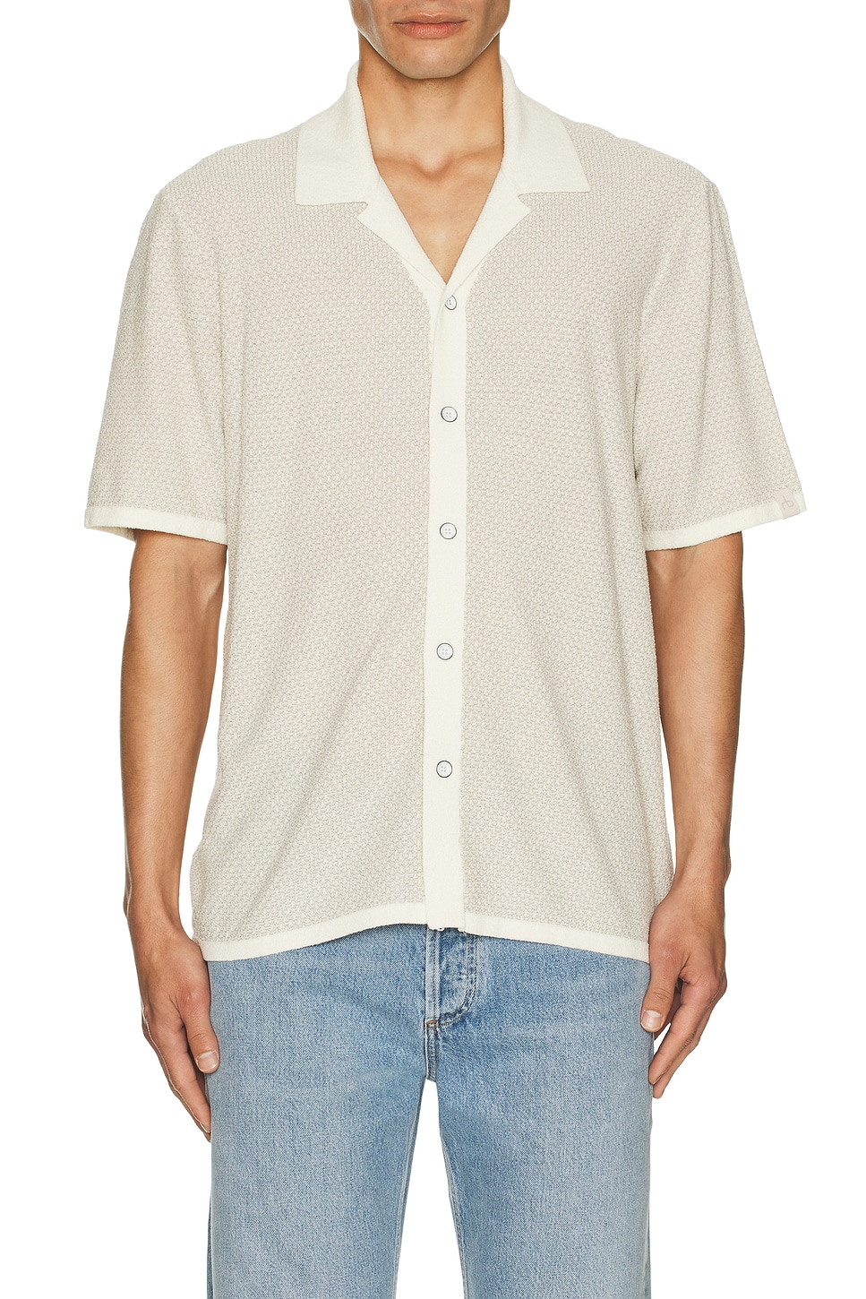 Rag & Bone Zig-Zag Avery Short Sleeve Shirt in Ivory | REVOLVE