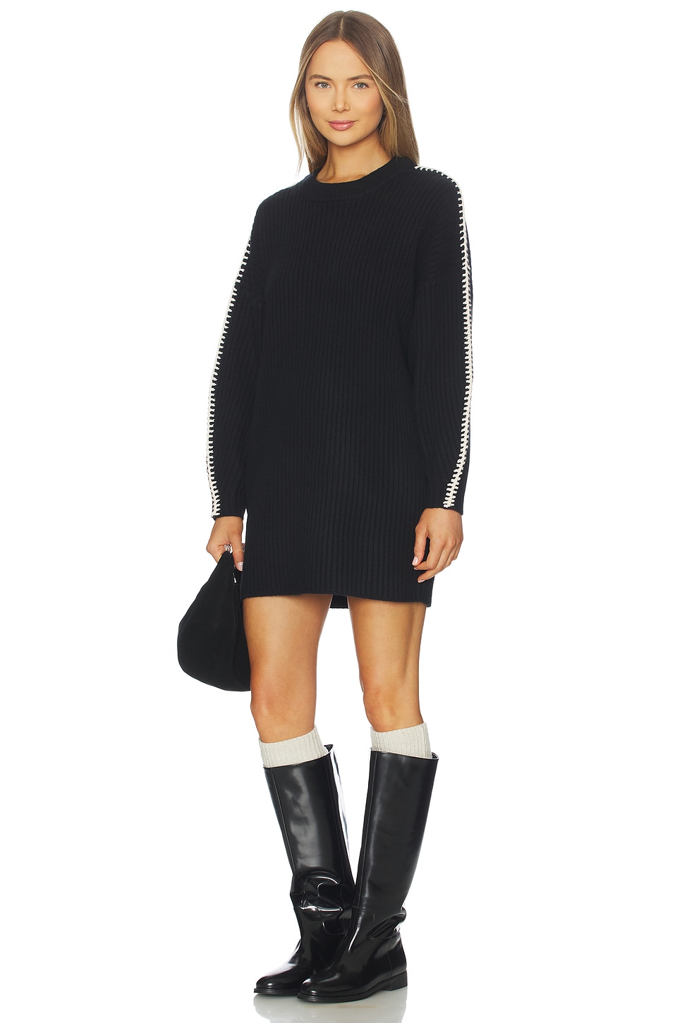 Rag & Bone Ingrid Crew Neck Mini Dress in Black | REVOLVE
