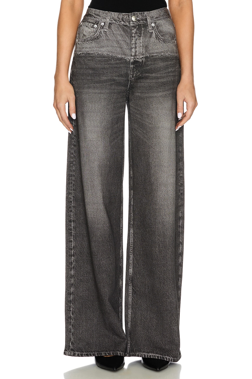 rag & bone Miramar Fleece Sofie Full Length Wide Leg Jeans