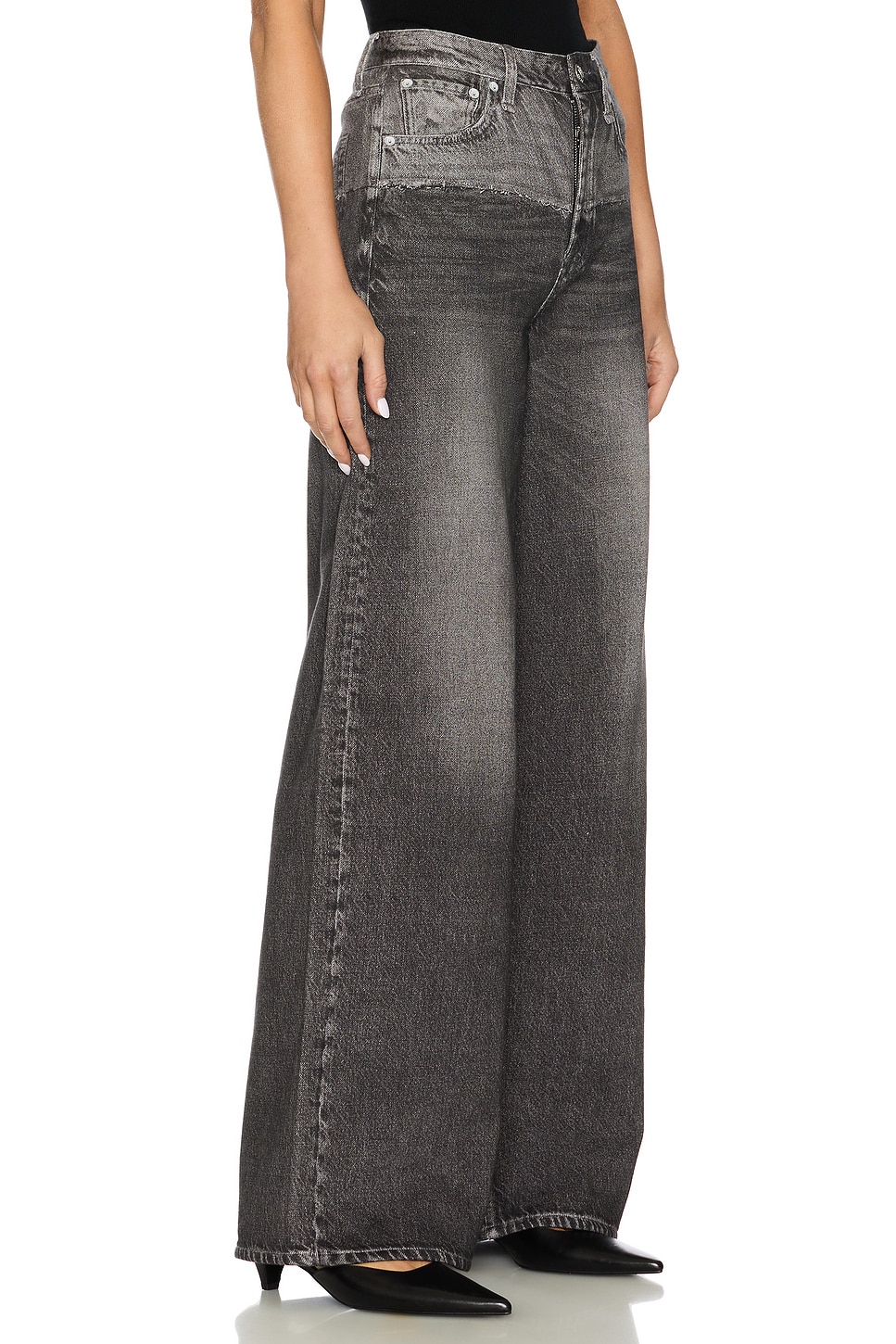 rag & bone Miramar Fleece Sofie Full Length Wide Leg Jeans