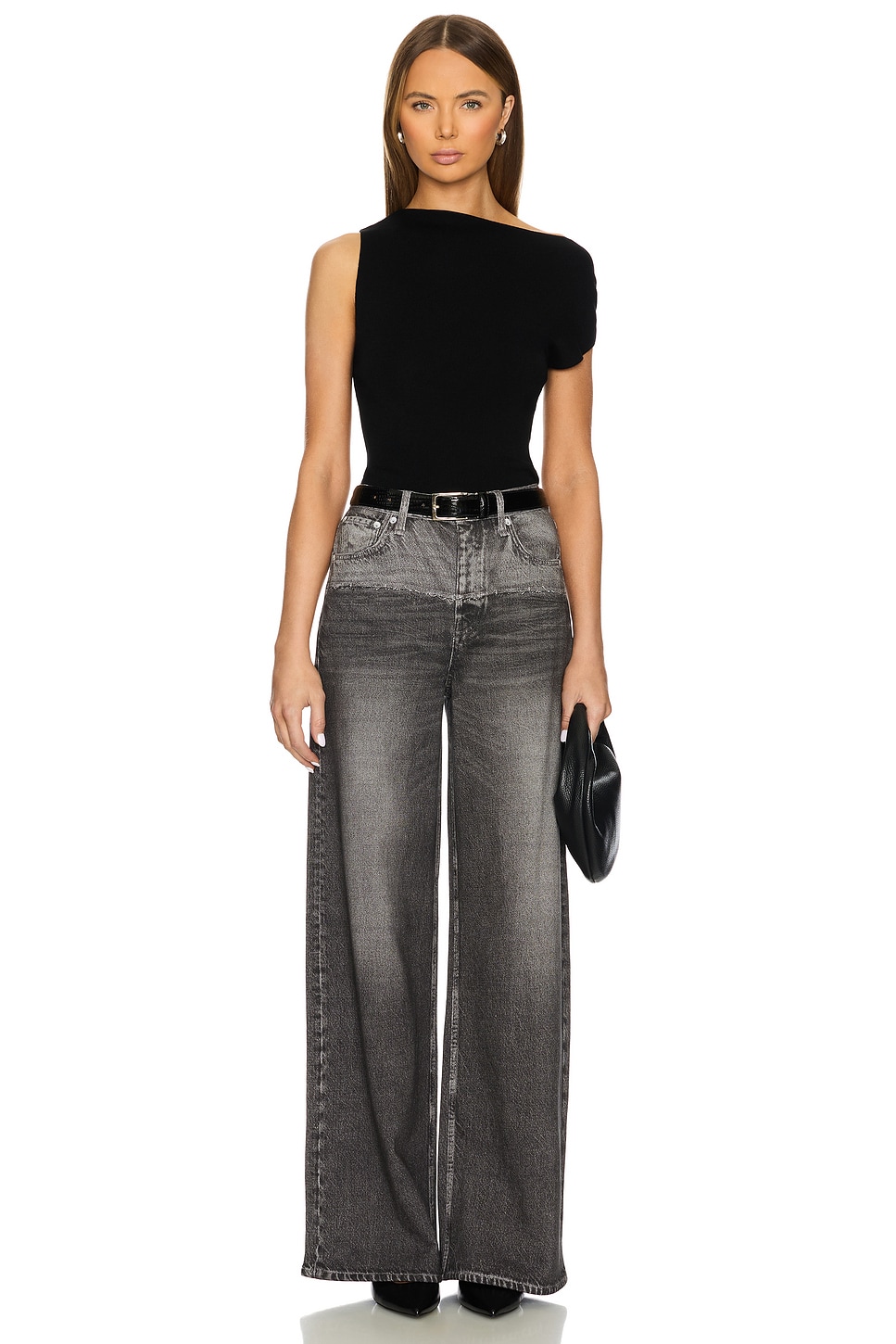 rag & bone Miramar Fleece Sofie Full Length Wide Leg Jeans