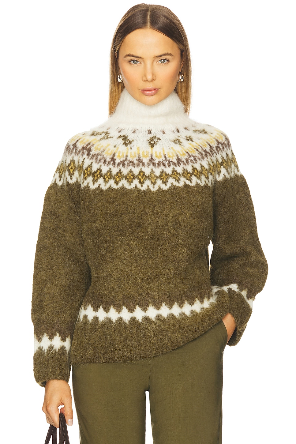 ラグアンドボーン RAG&BONE ニット Rag & Bone Beth Oversized Fair Isle Turtleneck in Army Multi | REVOLVE