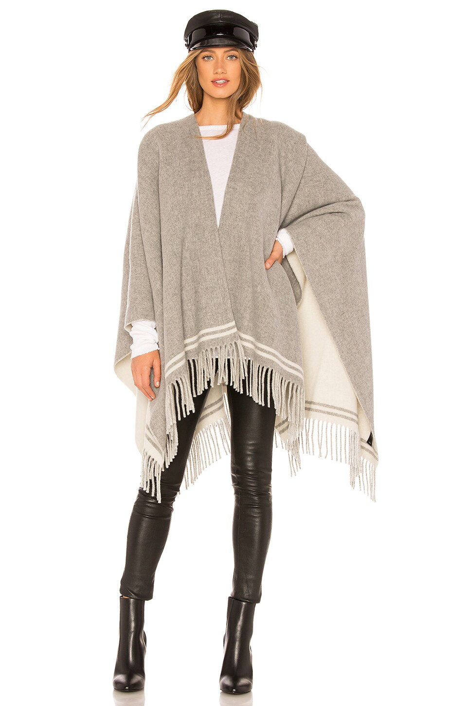 Rag & Bone Striped Poncho in Grey Multi