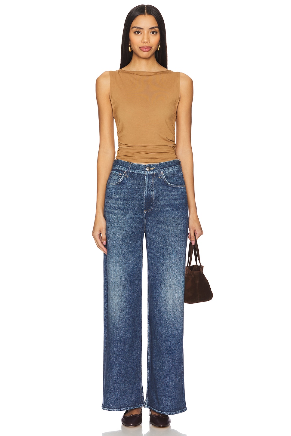 Rag Bone Luca Shirred Tank in Khaki REVOLVE