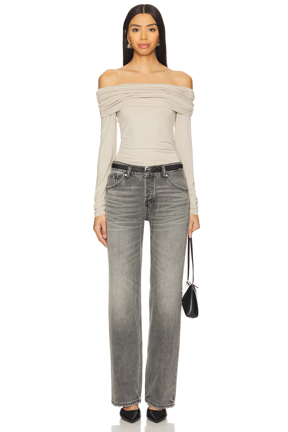 Rag & Bone Luca Off Shoulder Long Sleeve in Fossil | REVOLVE